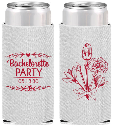 Personalized Bachelorette Slim Can Coolers - Flowers | 60174