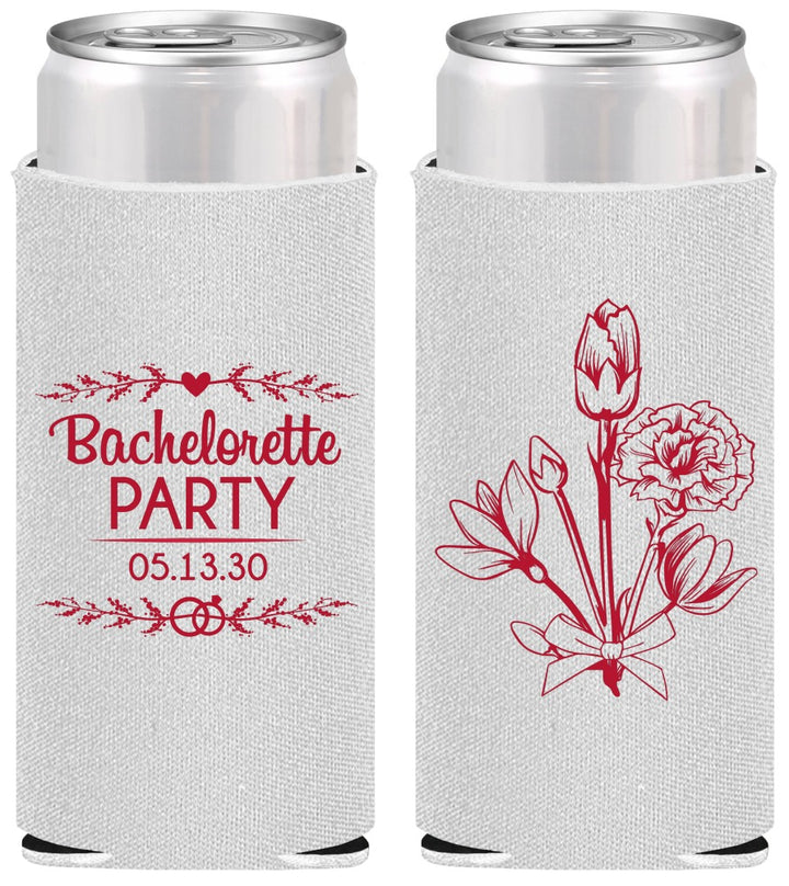 Personalized Bachelorette Slim Can Coolers - Flowers | 60174
