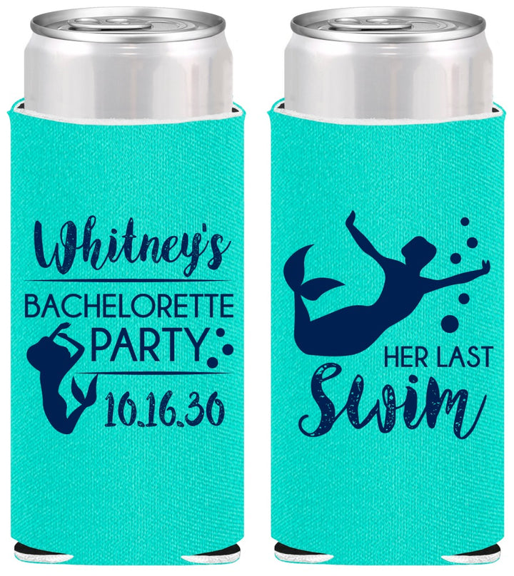 Personalized Bachelorette Slim Can Coolers - Mermaid | 60175
