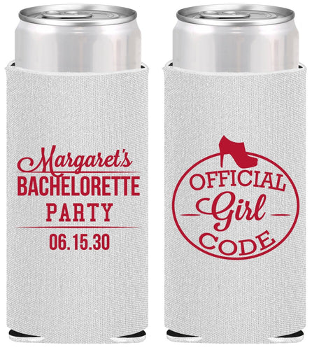 Personalized Bachelorette Slim Can Coolers - Official Girl Code | 60176