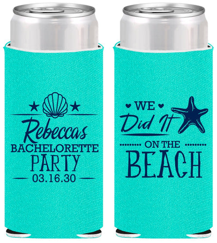 Personalized Bachelorette Slim Can Coolers - Beach | 60183