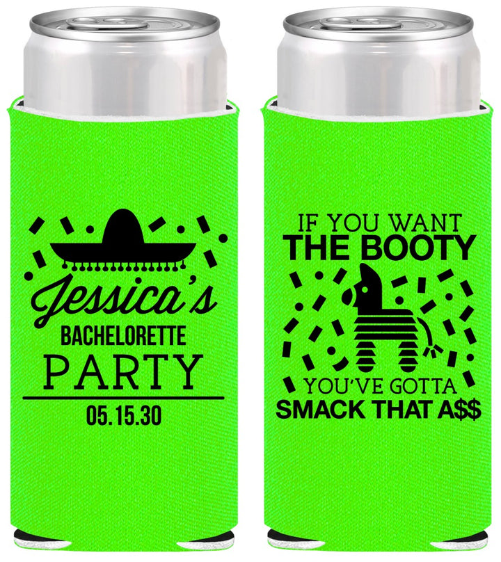Personalized Bachelorette Slim Can Coolers - Smack That Ass | 60192