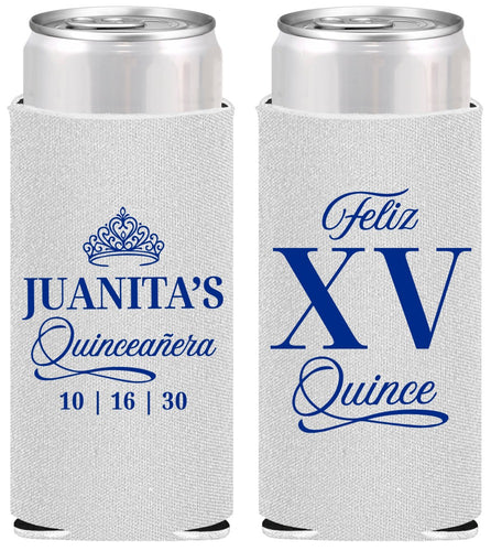 Personalized Quinceanera Slim Can Coolers - Mis Quince Anos | 70003