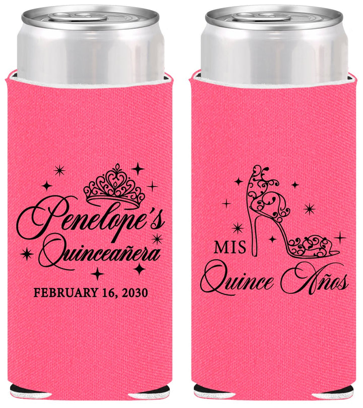 Personalized Quinceanera Slim Can Coolers - Mis Quince Anos | 70004