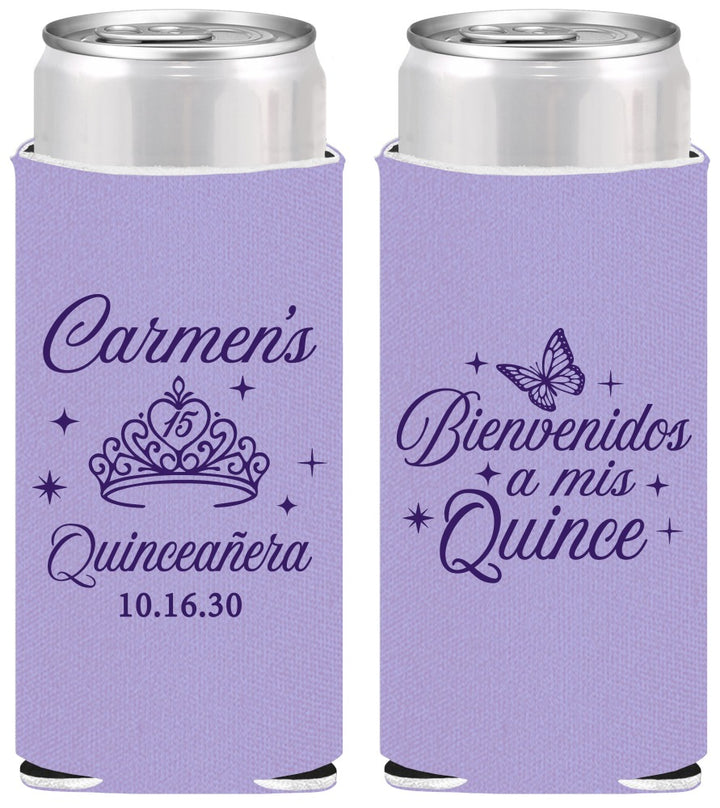 Personalized Quinceanera Slim Can Coolers - Bienvenidos A Mis Quince | 70005