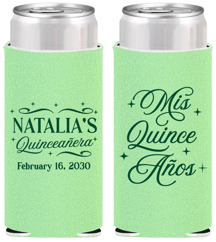 Personalized Quinceanera Slim Can Coolers - Mis Quince Anos | 70006