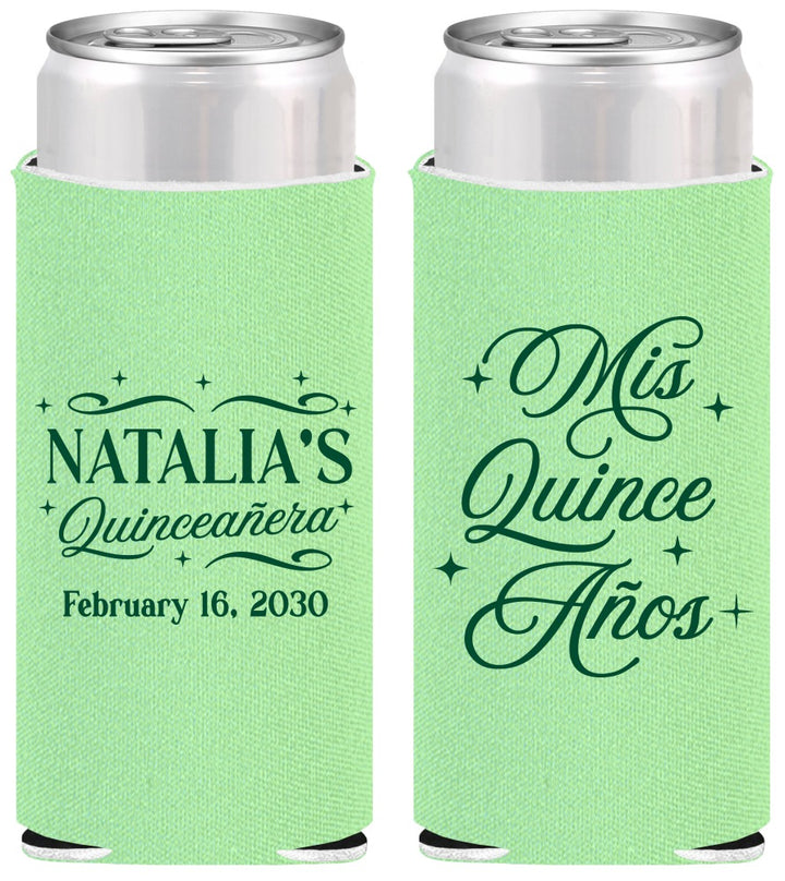 Personalized Quinceanera Slim Can Coolers - Mis Quince Anos | 70006