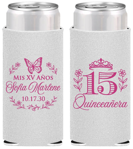 Personalized Quinceanera Slim Can Coolers - Mis Quince Anos | 70007