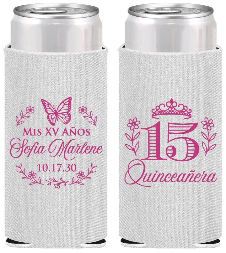Personalized Quinceanera Slim Can Coolers - Mis Quince Anos | 70007