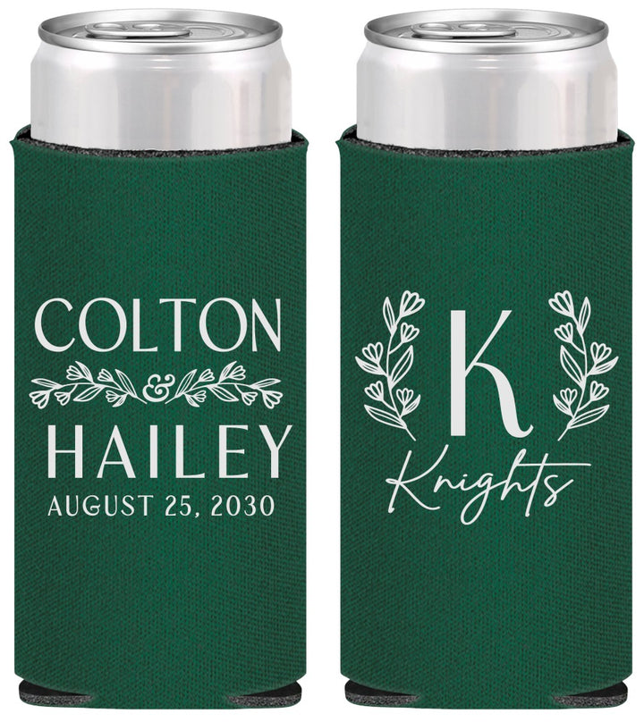 Personalized Wedding Slim Can Coolers - Monogram | 800