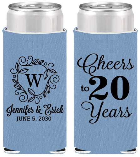 Personalized Anniversary Slim Can Coolers - Cheers To 20 Years | 80001