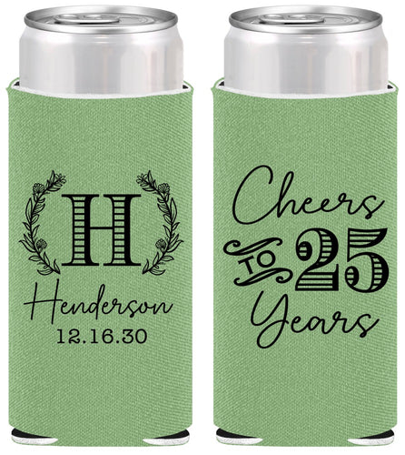 Personalized Anniversary Slim Can Coolers - Cheers To 25 Years | 80002