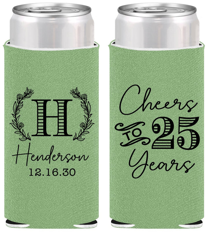 Personalized Anniversary Slim Can Coolers - Cheers To 25 Years | 80002