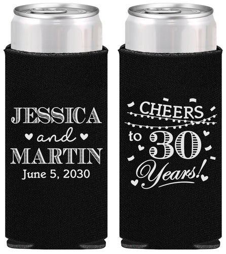 Personalized Anniversary Slim Can Coolers - Cheers To 30 Years | 80003