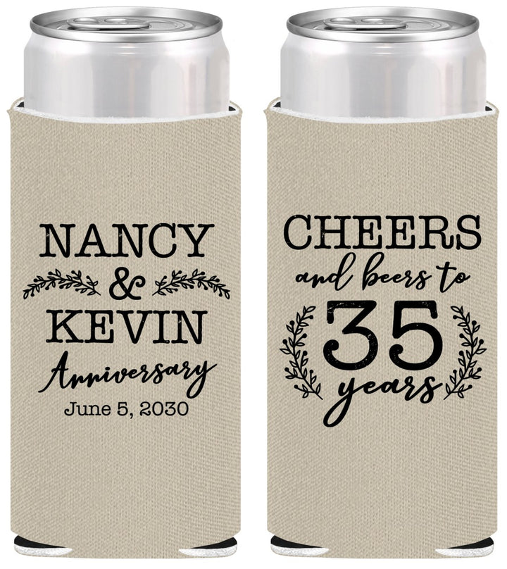 Personalized Anniversary Slim Can Coolers - Cheers To 35 Years | 80004
