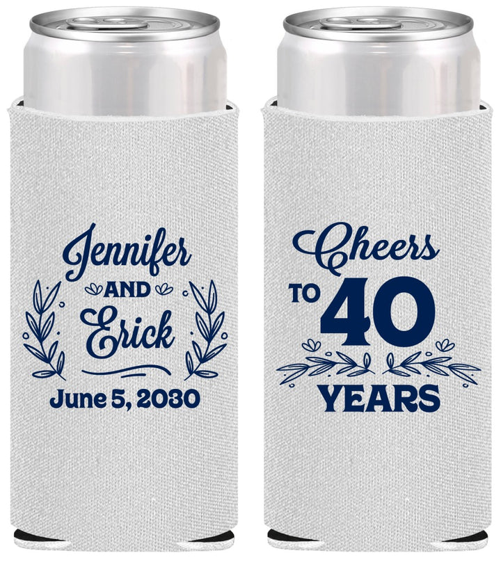 Personalized Anniversary Slim Can Coolers - Cheers To 40 Years | 80005