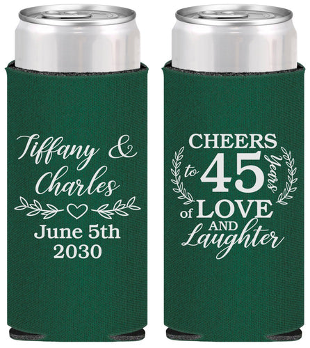Personalized Anniversary Slim Can Coolers - Cheers To 45 Years | 80006