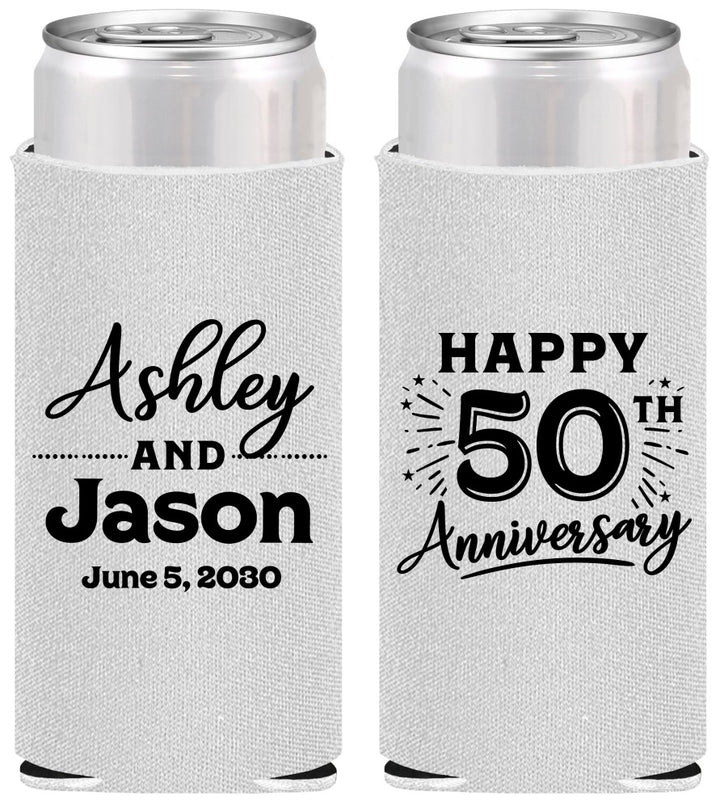 Personalized Anniversary Slim Can Coolers - 50th Wedding | 80007