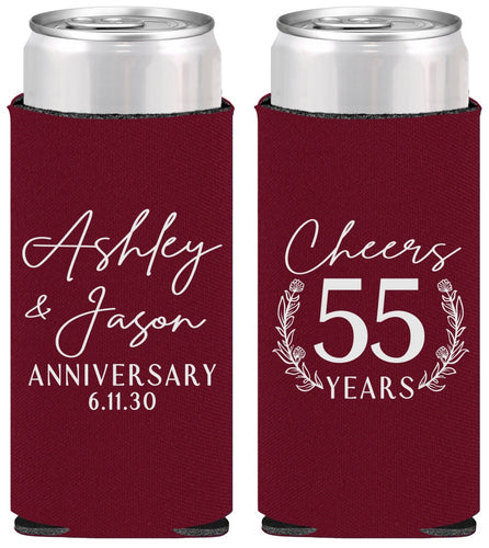 Personalized Anniversary Slim Can Coolers - Cheers To 55 Years | 80008
