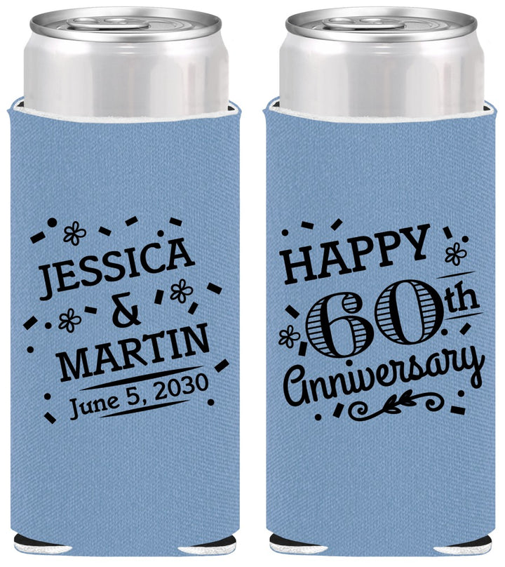 Personalized Anniversary Slim Can Coolers - Cheers To 60 Years | 80009