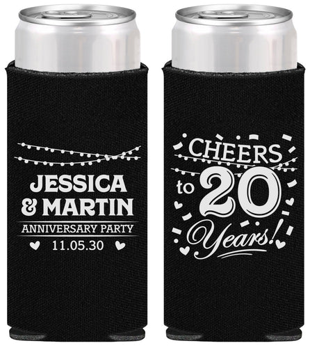 Personalized Anniversary Slim Can Coolers - Cheers To 20 Years | 80011