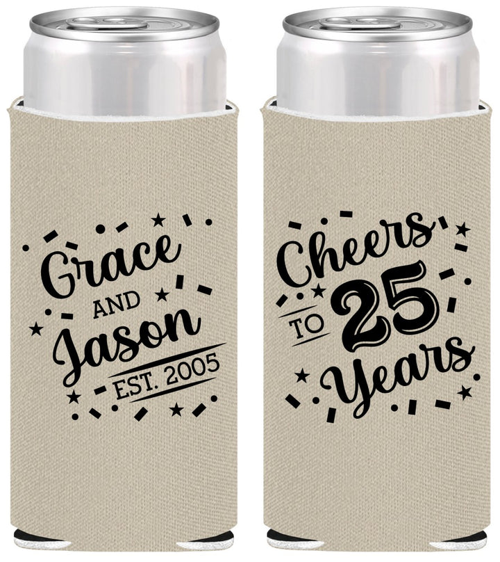 Personalized Anniversary Slim Can Coolers - Cheers To 25 Years | 80012
