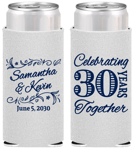 Personalized Anniversary Slim Can Coolers - 30 Years Together | 80013