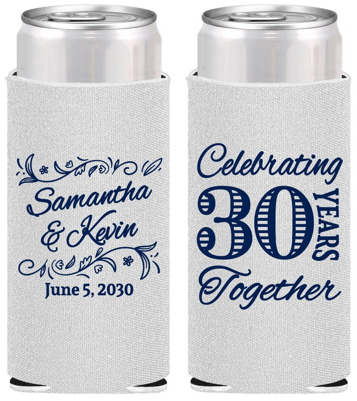 Personalized Anniversary Slim Can Coolers - 30 Years Together | 80013