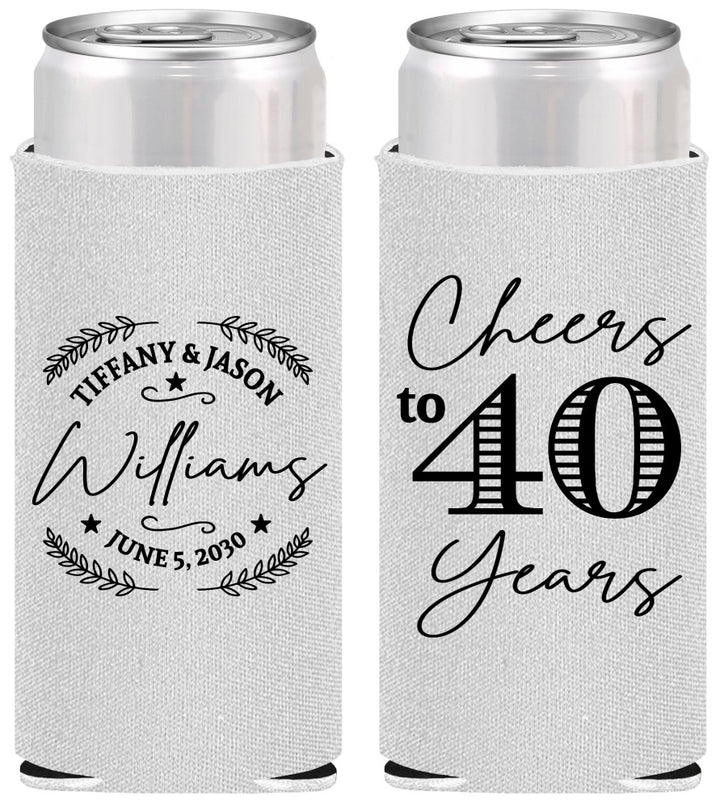 Personalized Anniversary Slim Can Coolers - Cheers To 40 Years | 80015