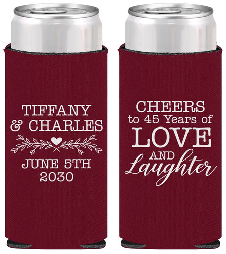 Personalized Anniversary Slim Can Coolers - Cheers To 45 Years | 80016