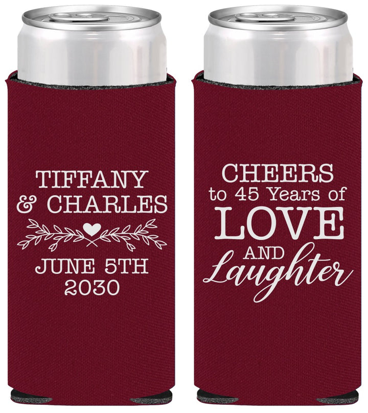 Personalized Anniversary Slim Can Coolers - Cheers To 45 Years | 80016