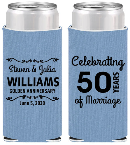 Personalized Anniversary Slim Can Coolers - 50 Years Of Marriage | 80017