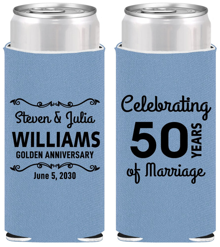 Personalized Anniversary Slim Can Coolers - 50 Years Of Marriage | 80017
