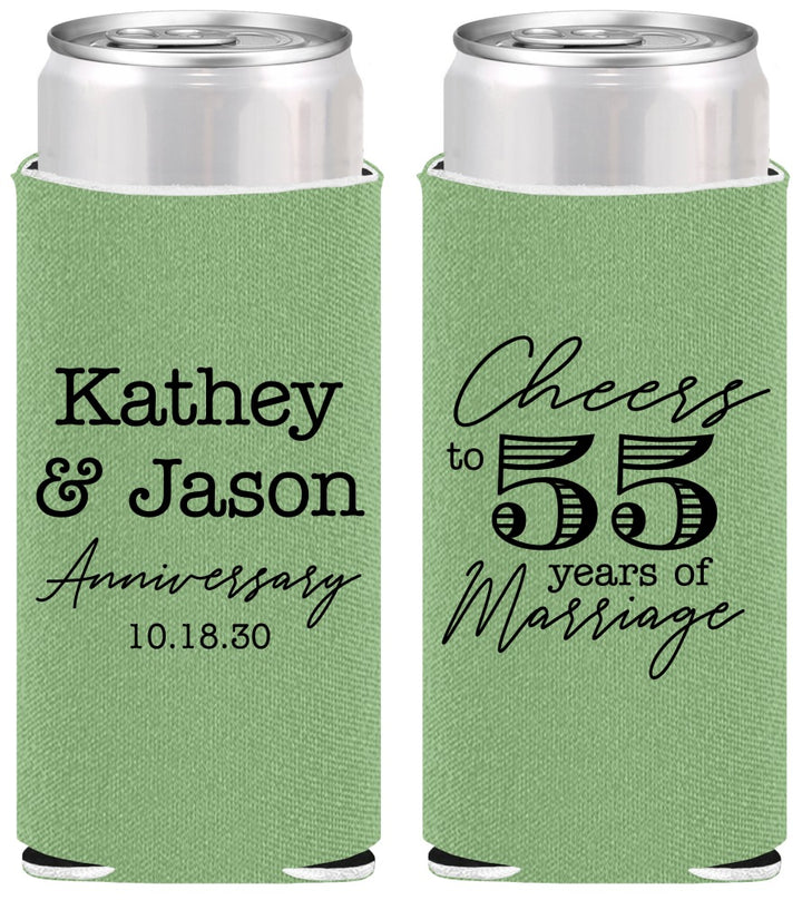 Personalized Anniversary Slim Can Coolers - Cheers To 55 Years | 80018