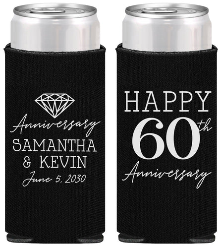 Personalized Anniversary Slim Can Coolers - 60th Wedding | 80019