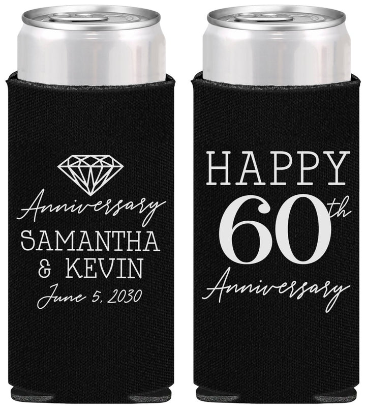 Personalized Anniversary Slim Can Coolers - 60th Wedding | 80019