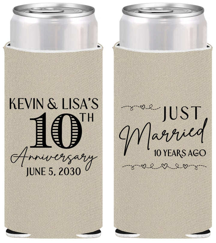 Personalized Anniversary Slim Can Coolers - 10 Years Down | 80020