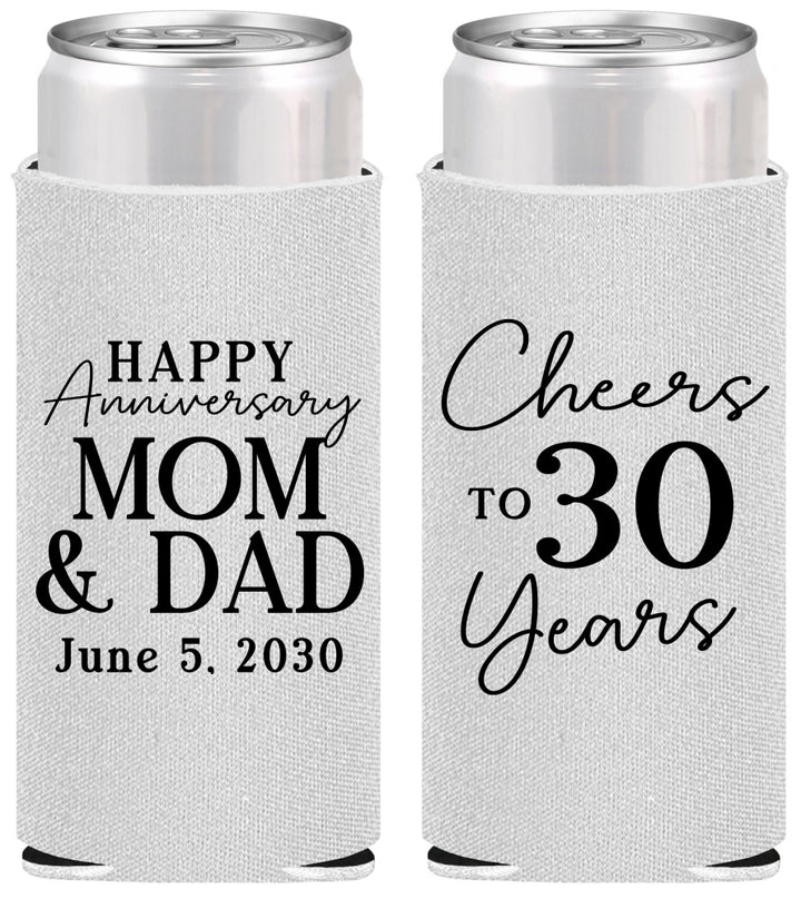 Personalized Anniversary Slim Can Coolers - Cheers To 30 Years | 80023