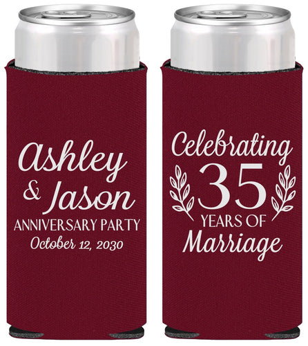 Personalized Anniversary Slim Can Coolers - 35 Years Of Marriage | 80024