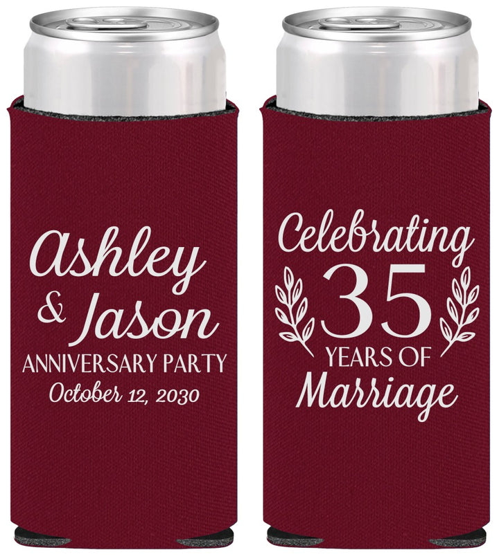 Personalized Anniversary Slim Can Coolers - 35 Years Of Marriage | 80024