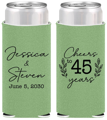 Personalized Anniversary Slim Can Coolers - Cheers To 45 Years | 80026