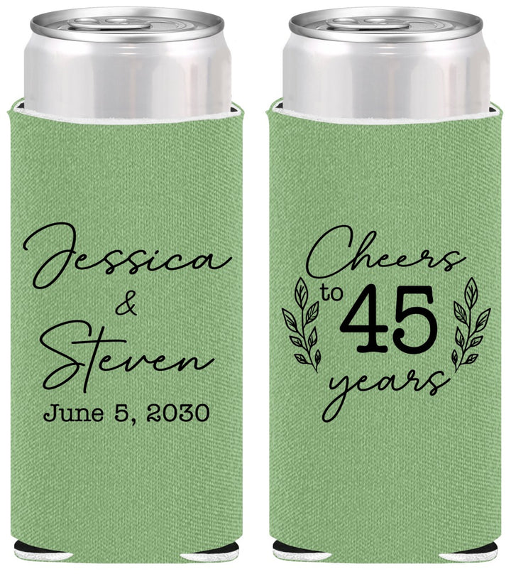 Personalized Anniversary Slim Can Coolers - Cheers To 45 Years | 80026