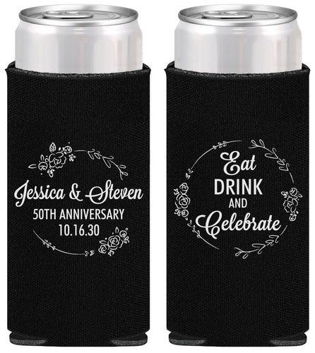 Personalized Anniversary Slim Can Coolers - 50th Wedding | 80027