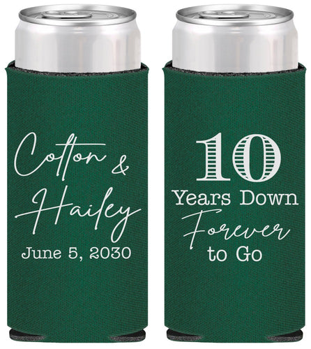 Personalized Anniversary Slim Can Coolers - Just Married 10 Years Ago | 80030