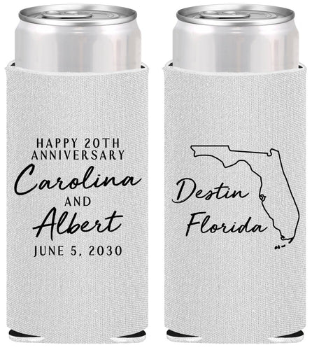 Personalized Anniversary Slim Can Coolers - 20th Wedding | 80031