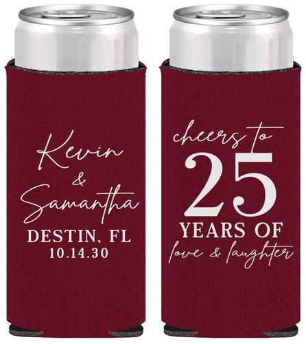 Personalized Anniversary Slim Can Coolers - 25 Years Of Marriage | 80032