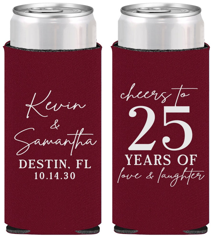 Personalized Anniversary Slim Can Coolers - 25 Years Of Marriage | 80032
