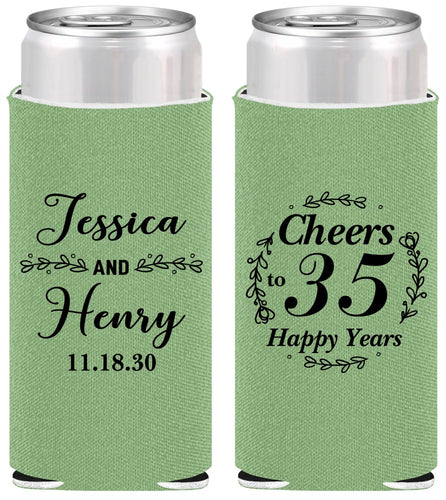 Personalized Anniversary Slim Can Coolers - Cheers To 35 Years | 80034