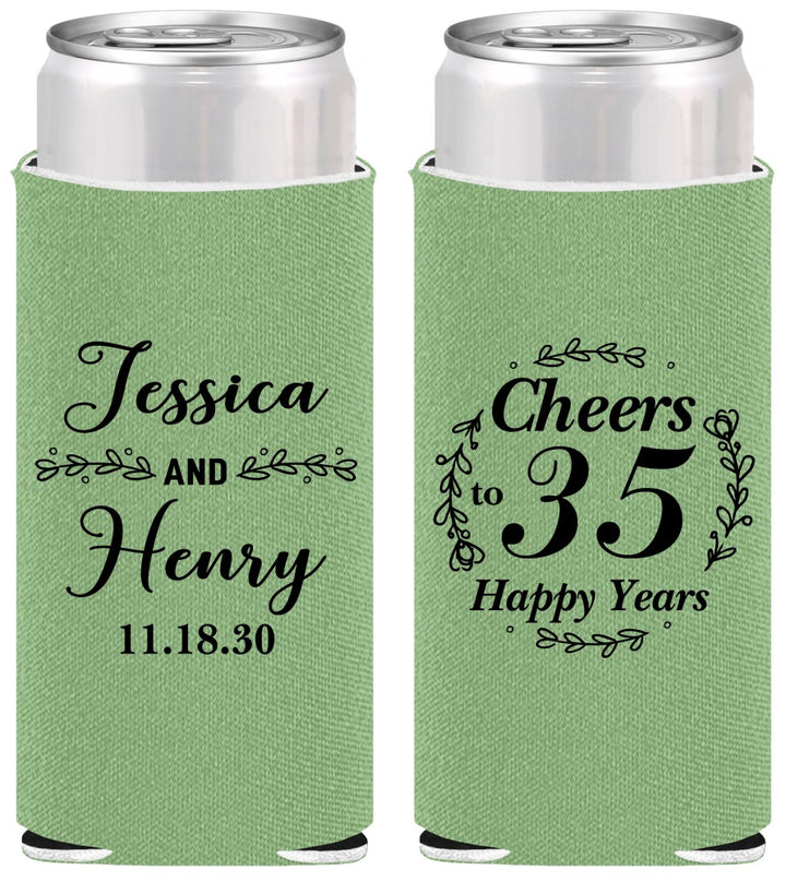 Personalized Anniversary Slim Can Coolers - Cheers To 35 Years | 80034
