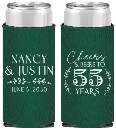 Personalized Anniversary Slim Can Coolers - Cheers To 55 Years | 80038